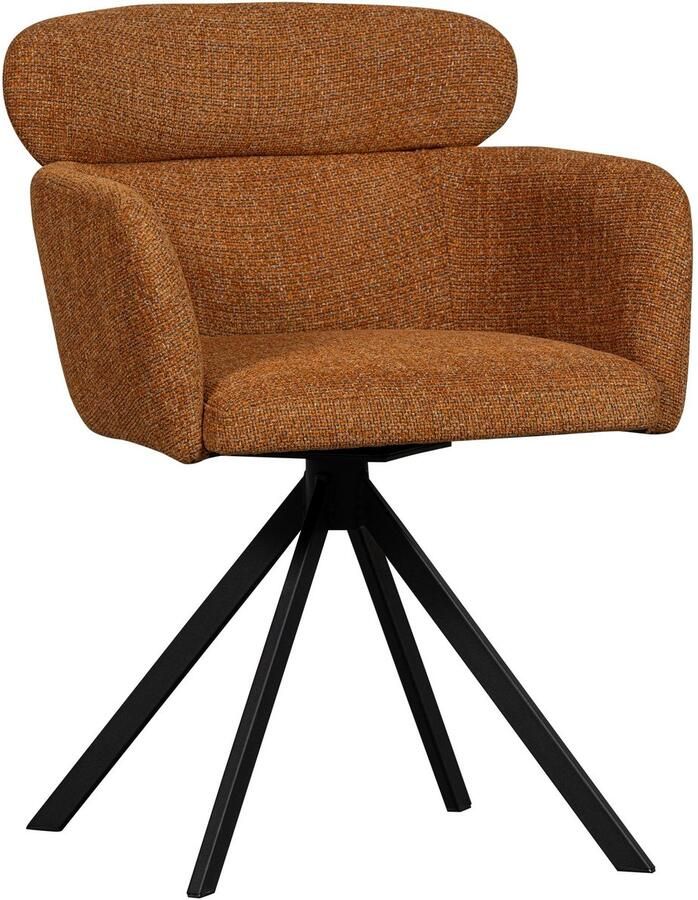 WOOOD Eetkamerstoel Fenne Gestoffeerde stoel met draaivoet geweven stof hoogte 80 cm (set 2 stuks) - Foto 3