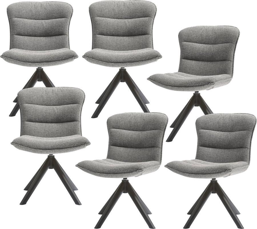 WOOOD draaibare eetkamerstoelen Nika Polyester Grijs Set van 6