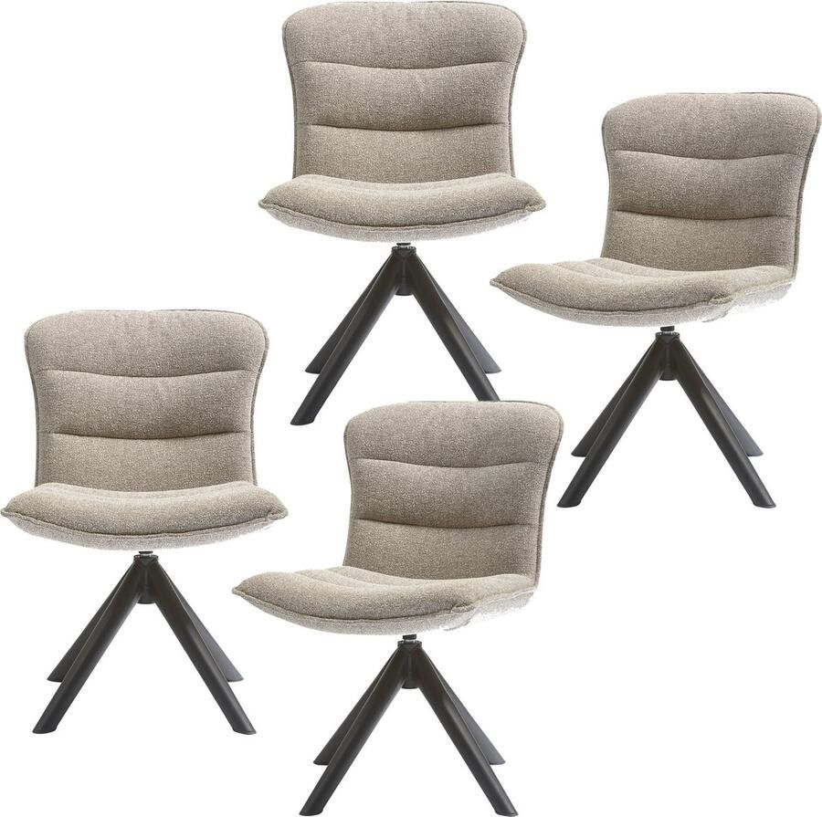 WOOOD draaibare eetkamerstoelen Nika Polyester Taupe Set van 4