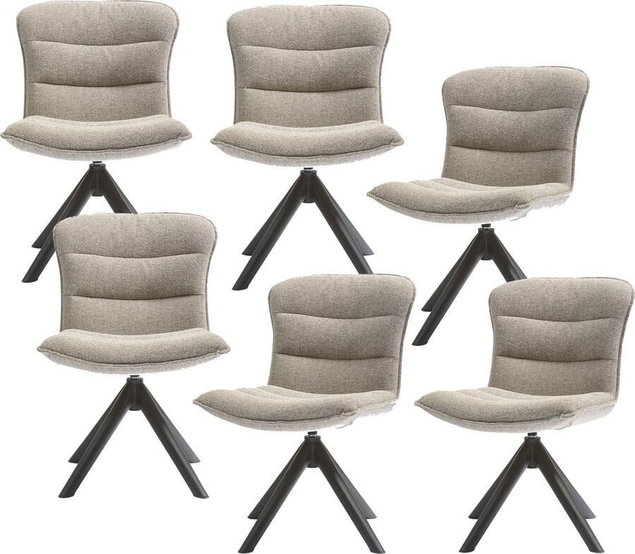 WOOOD draaibare eetkamerstoelen Nika Polyester Taupe Set van 6