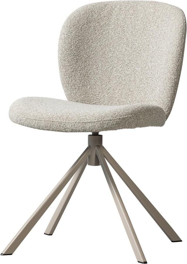 WOOOD Eetkamerstoel Femke Gestoffeerde stoel met draaivoet van zacht bouclé-stof hoogte 80 cm (set 2 stuks) - Foto 8