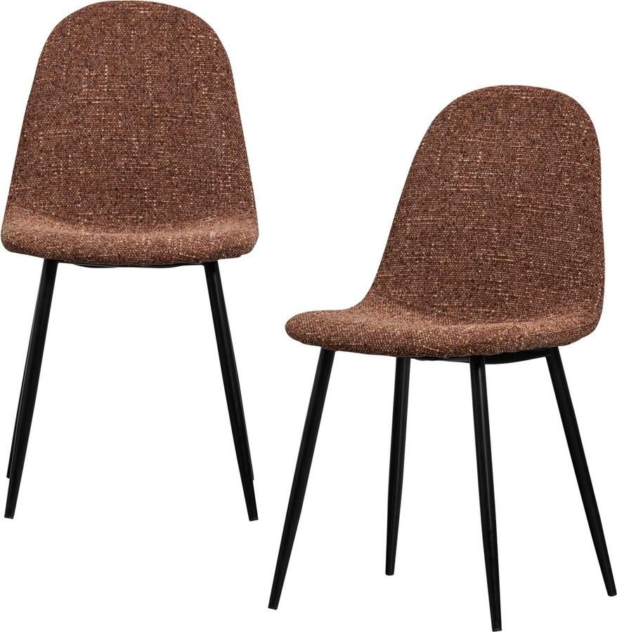 WOOOD eetkamerstoel Marije Chenille Terra Set van 2