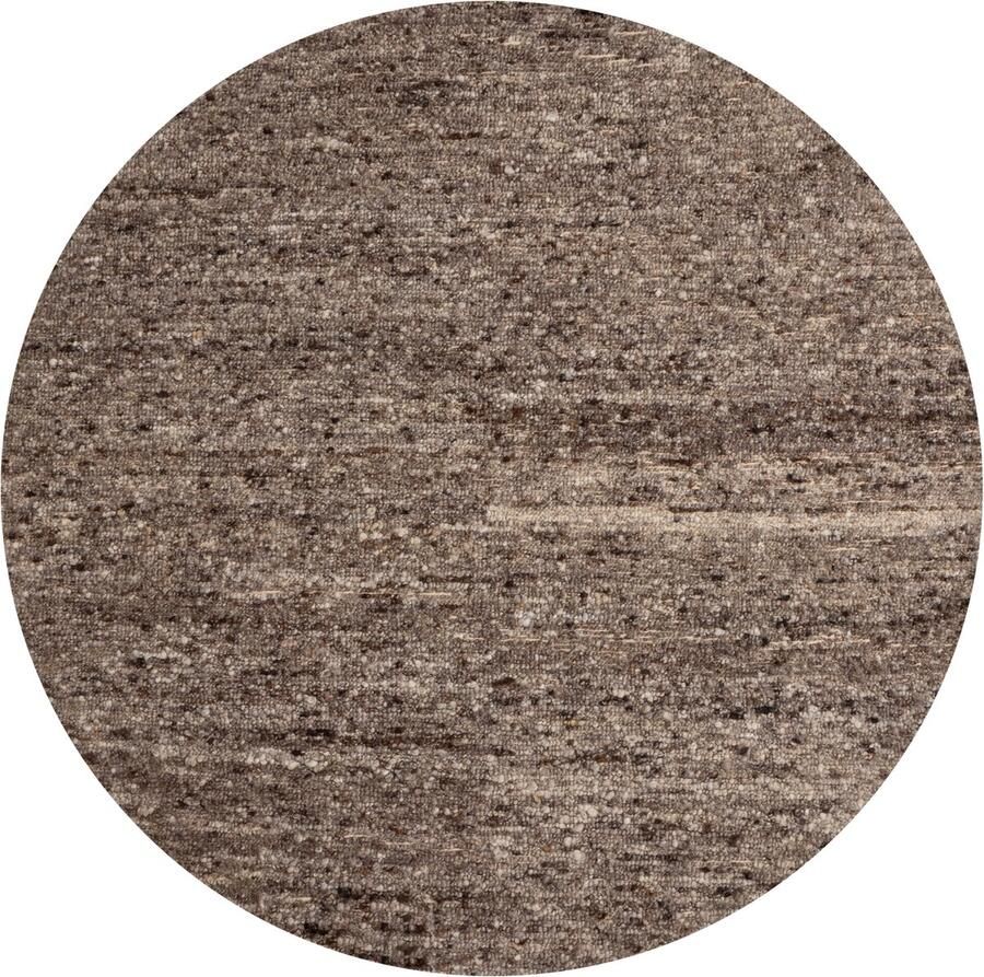 WOOOD vloerkleed rond Efia Wol Bruin Melange Ø200 cm