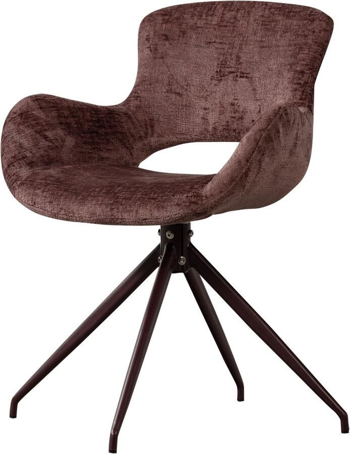 WOOOD Eliva Eetkamerstoel Structure Velvet Paars Set van 2