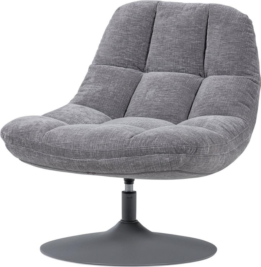 WOOOD Elvi Draaifauteuil Chenille Structuur Lichtgrijs 81x73x84cm