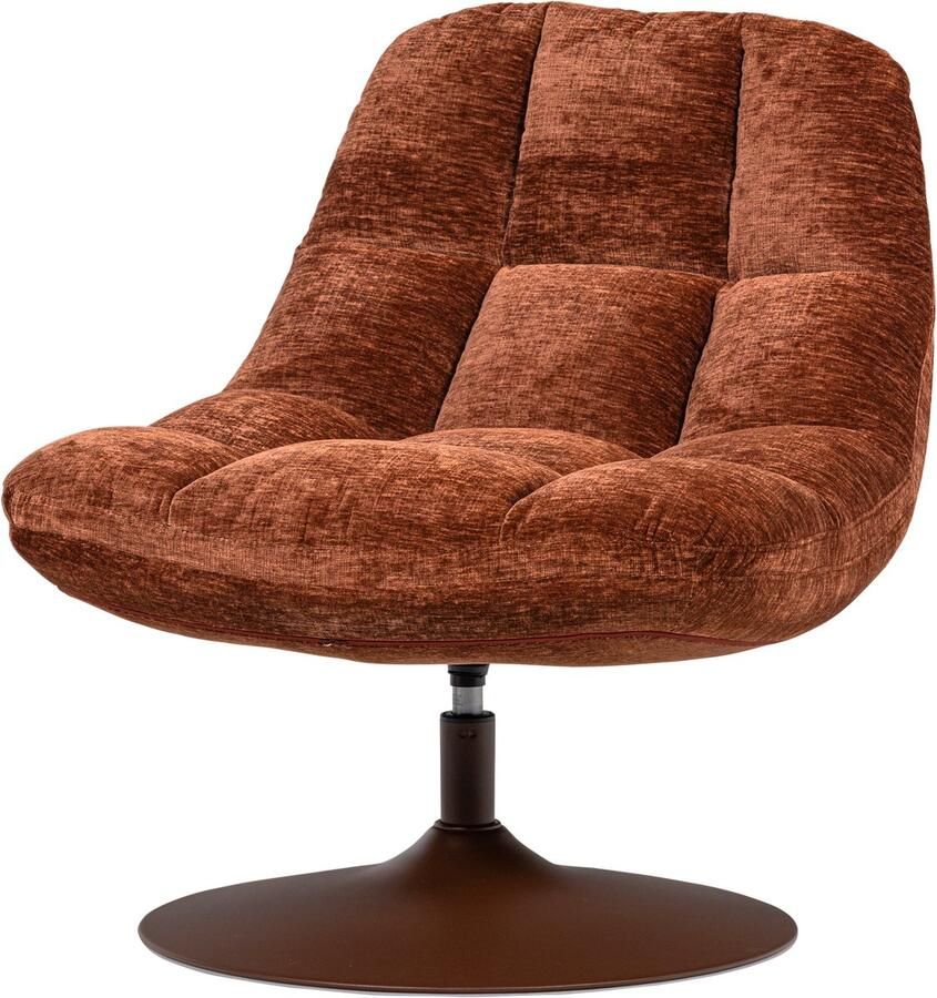 WOOOD Elvi Draaifauteuil Chenille Structuur Roestbruin 81x73x84cm