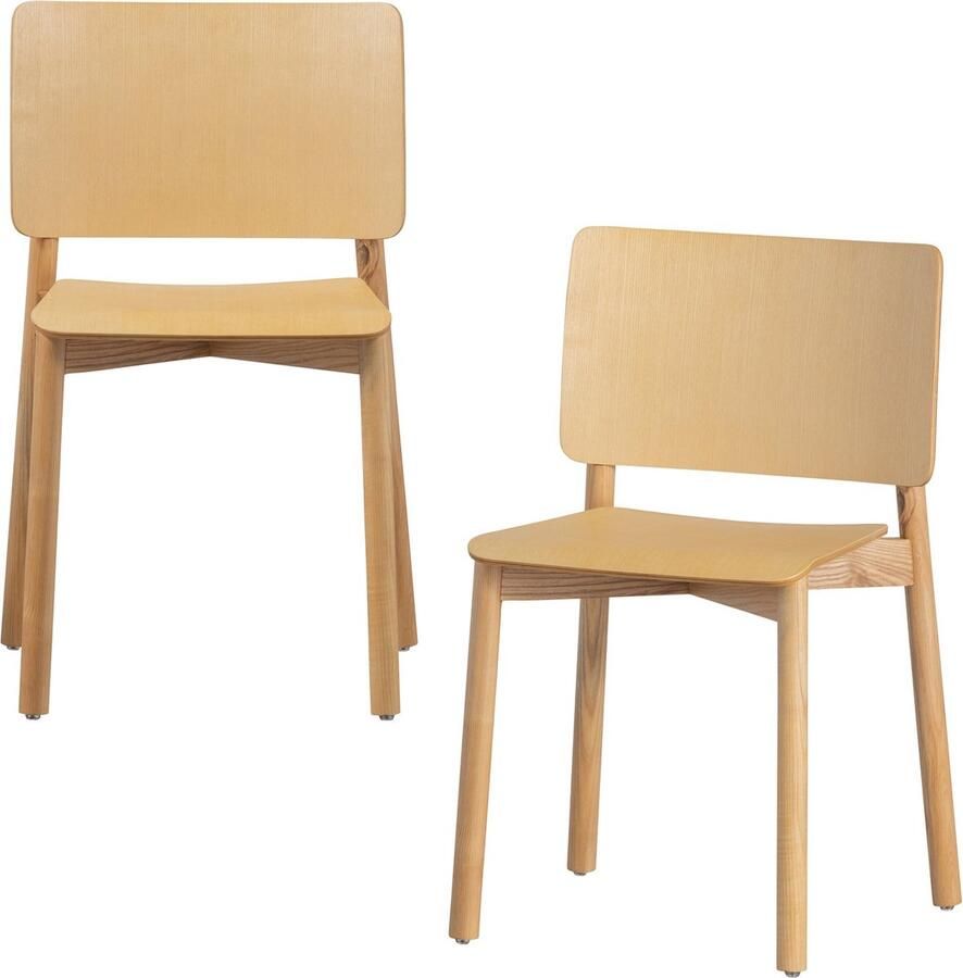 WOOOD Exclusive Karel Eetkamerstoel Hout Naturel Set van 4