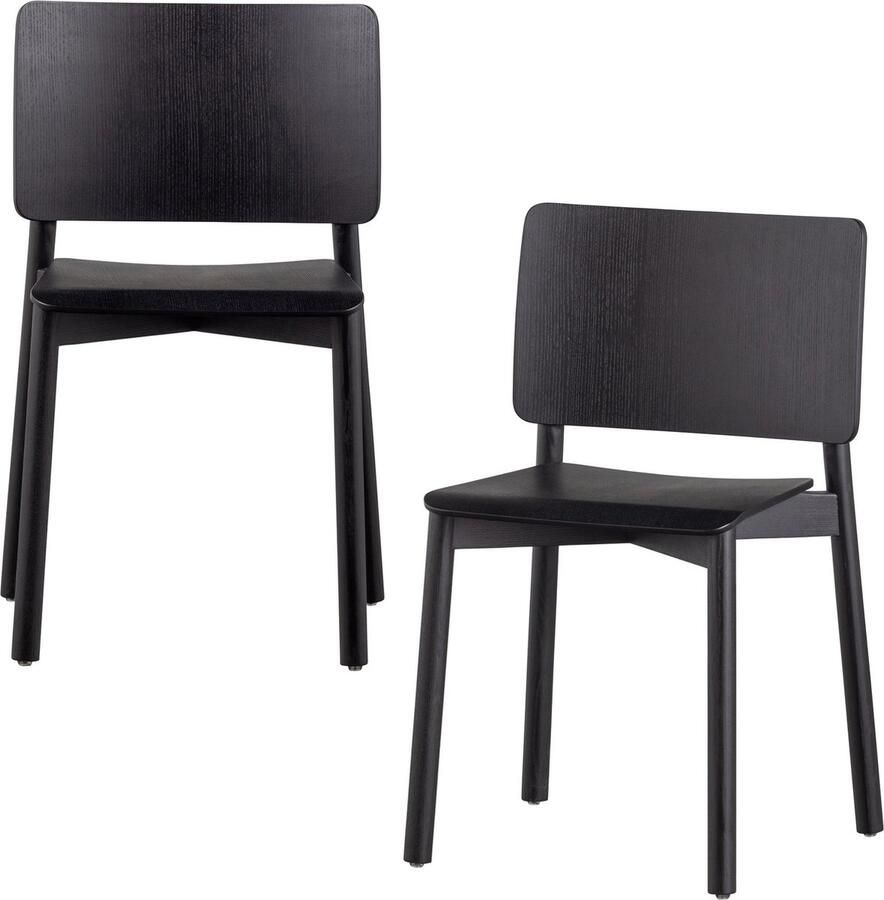 WOOOD Exclusive Karel Eetkamerstoel Hout Zwart Set van 4