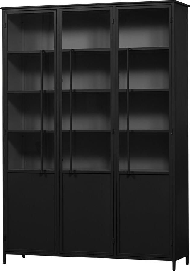 WOOOD 2-deurs vitrinekast XL Exhibit Metaal Zwart 200x99x44 cm