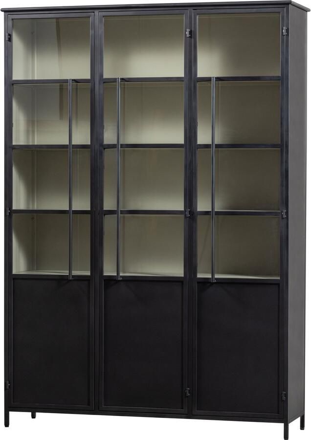 WOOOD 3-deurs vitrinekast XL Exhibit Metaal Zwart 200x140x44 cm - Foto 2