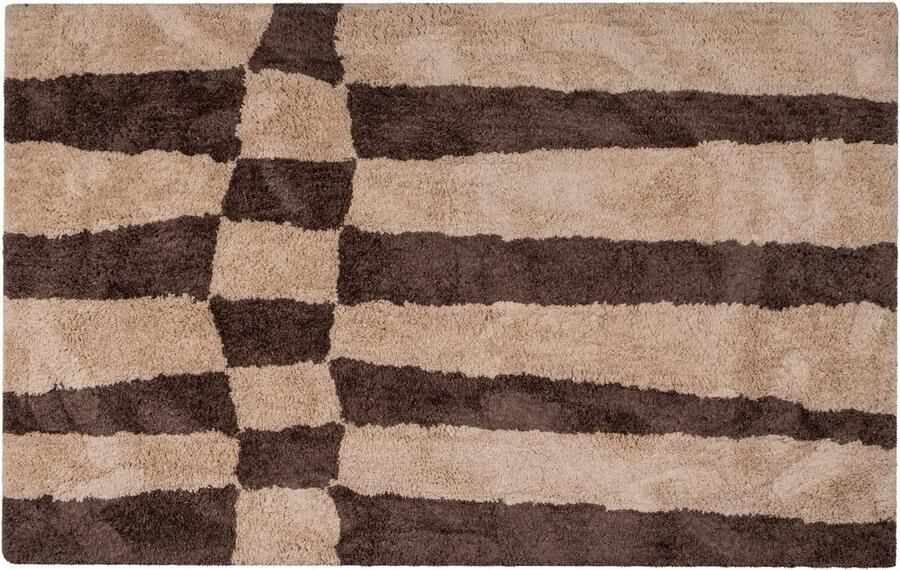 Woood vloerkleed grafisch dessin Fafa Wol|Katoen Bruin 200x300cm