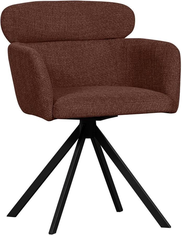 WOOOD Eetkamerstoel Fenne Gestoffeerde stoel met draaivoet geweven stof hoogte 80 cm (set 2 stuks) - Foto 3