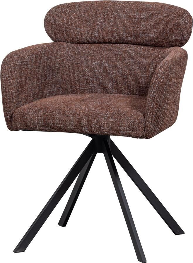 WOOOD Eetkamerstoel Fenne Gestoffeerde stoel met draaivoet geweven stof hoogte 80 cm (set 2 stuks) - Foto 7