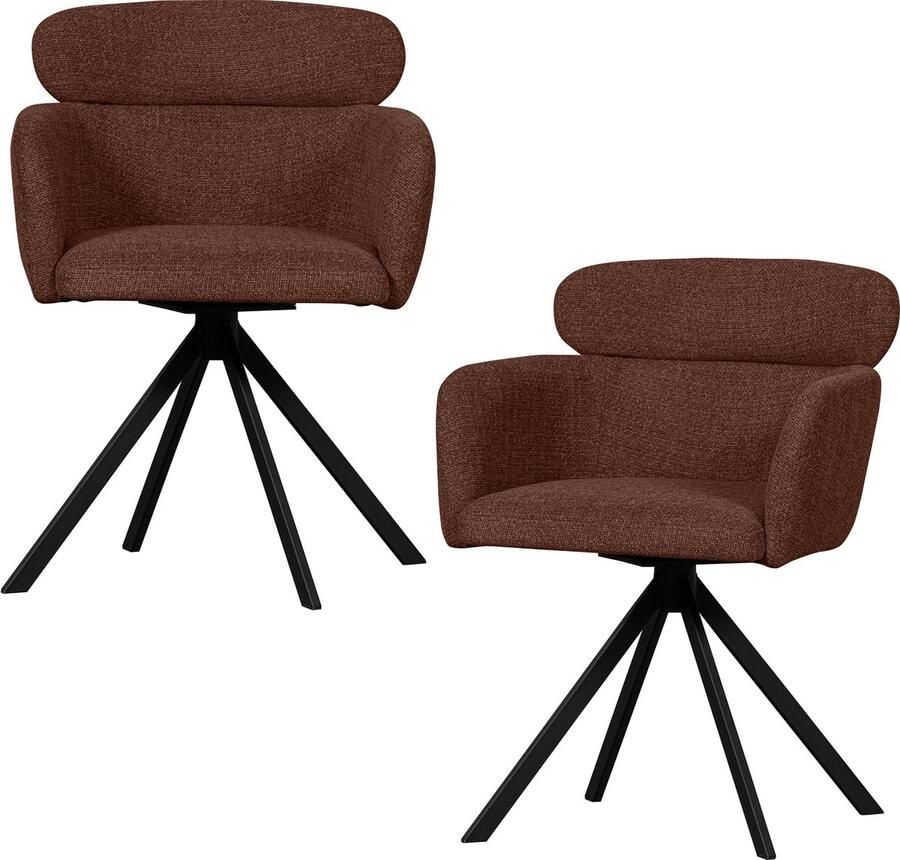 WOOOD Fenne Draaibare Eetkamerstoelen Polyester Chestnut-Set van 2