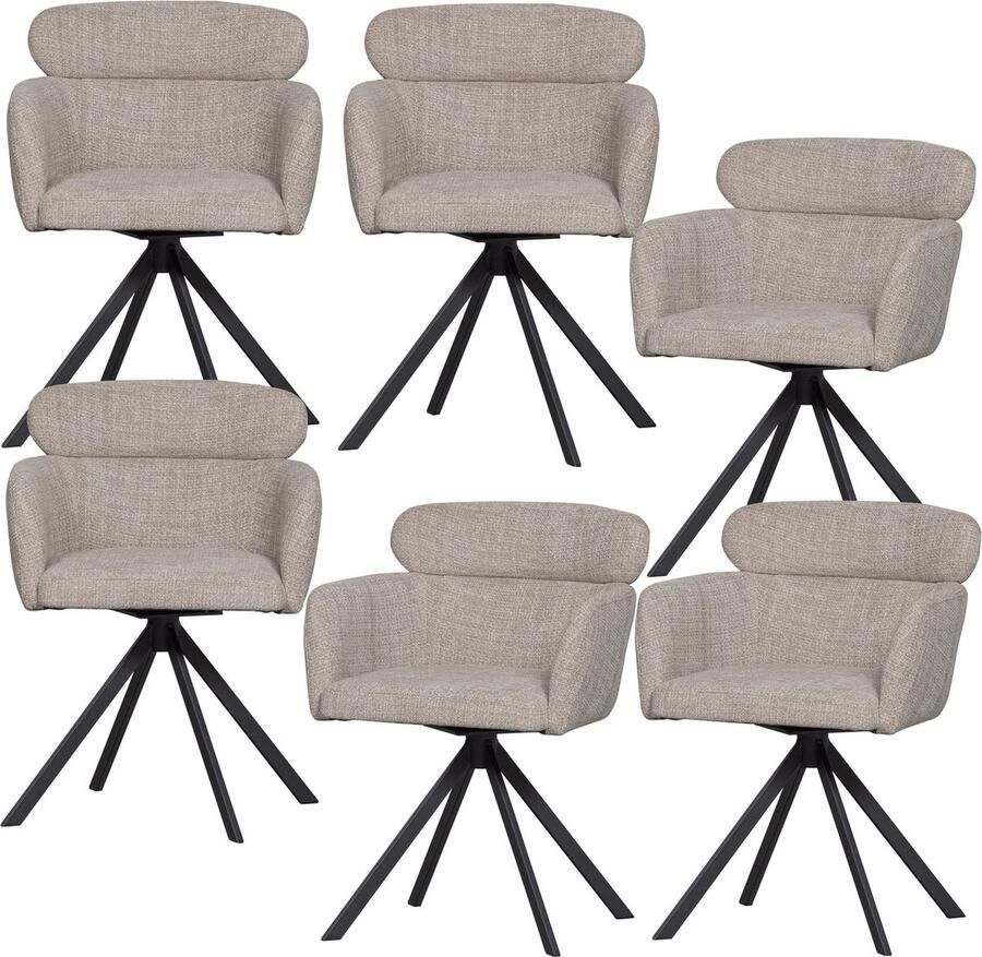 WOOOD Fenne Eetkamerstoelen Polyester Naturel Set van 6
