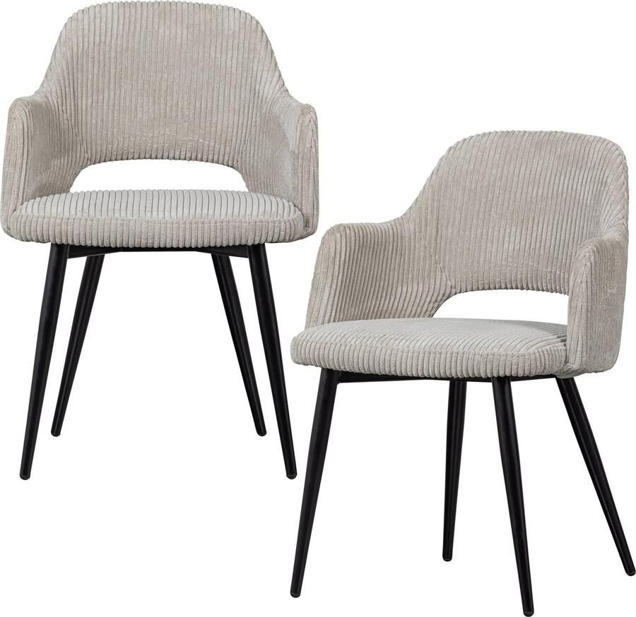 WOOOD Ferdy Eetkamerstoelen Polyester Pearl Set van 4 - Foto 2
