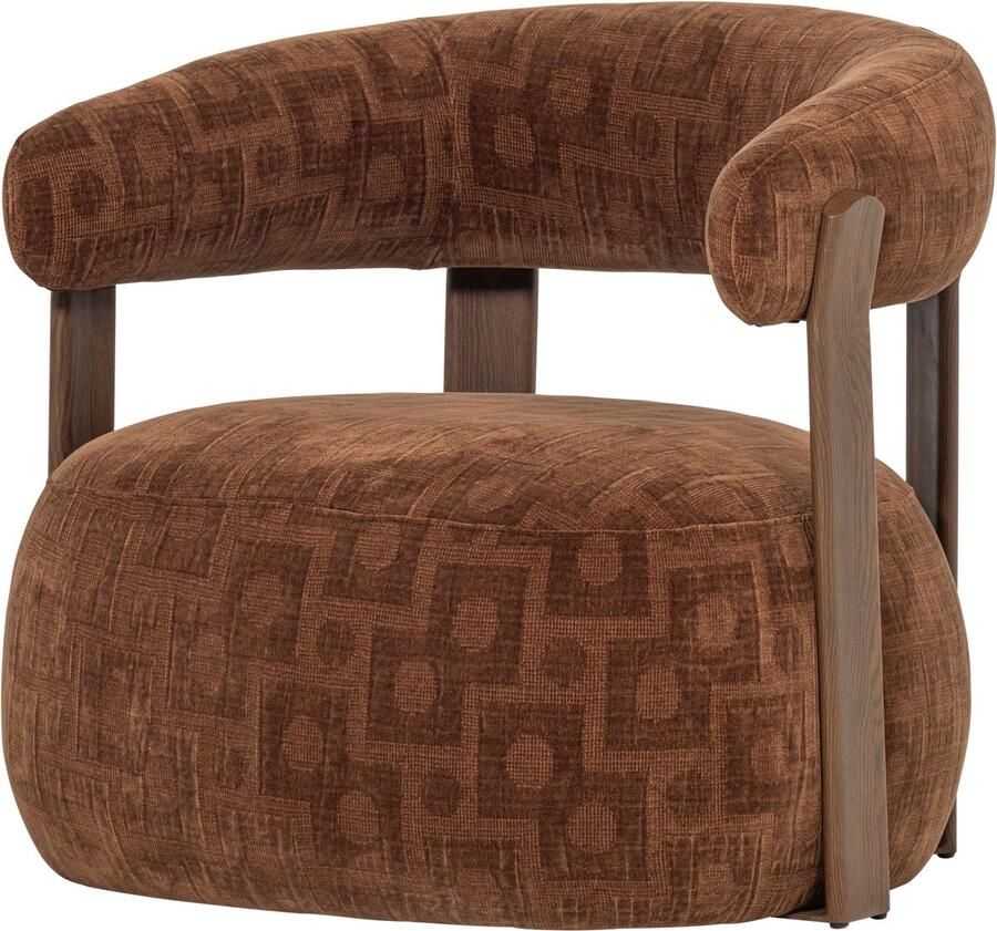WOOOD Foon Fauteuil Structuurstof Bruin 78x82x73 cm - Foto 3