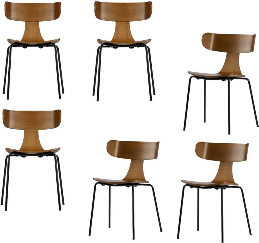 WOOOD Form Stoel Gemakkelijk Te Stapelen Essenhout Fineer Bruin 78x50x52 cm