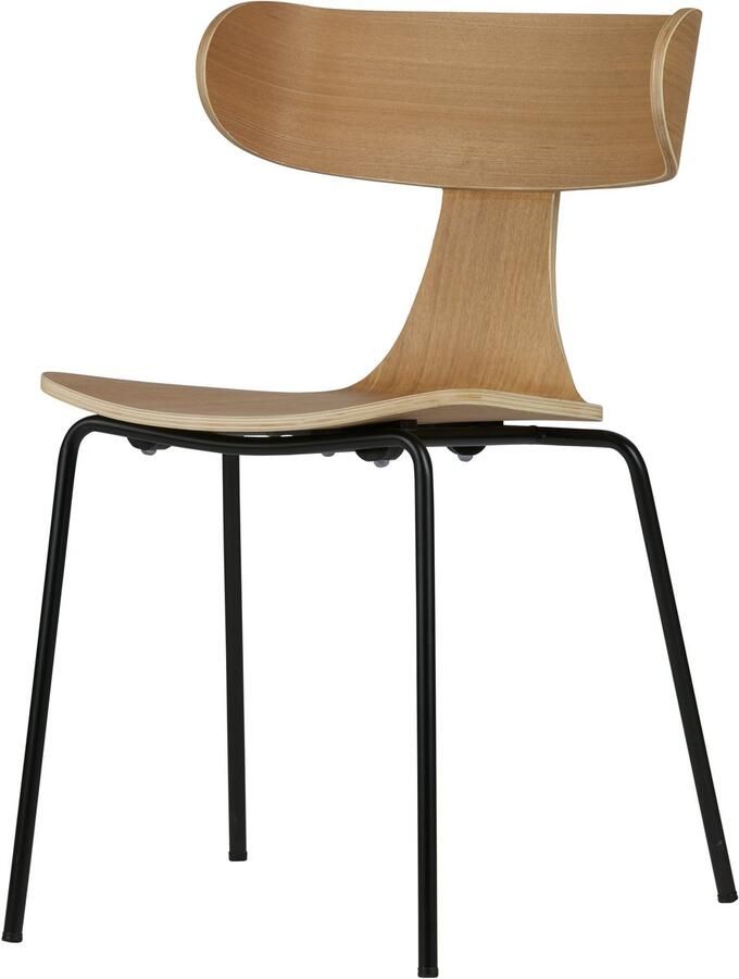 BePureHome Form Stoel Gemakkelijk Te Stapelen Essenhout Fineer Met Metalen Poten Naturel Bruin 77 5x50x52 cm - Foto 2