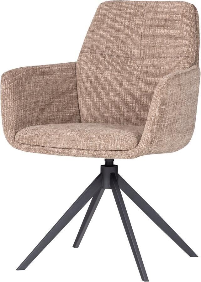 WOOOD Grant Eetkamerstoel Met Armleuning Melange Zand Beige 88x61x63 cm