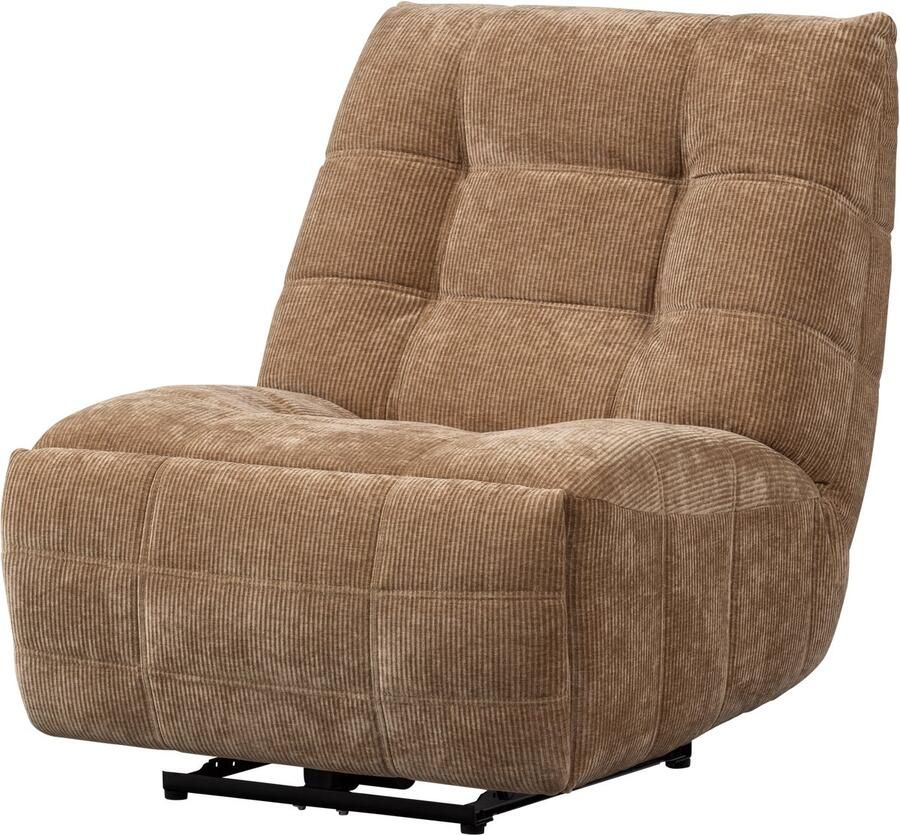 WOOOD Hein Relaxfauteuil Elektrisch Geweven Ribstof Lichtbruin - Foto 2