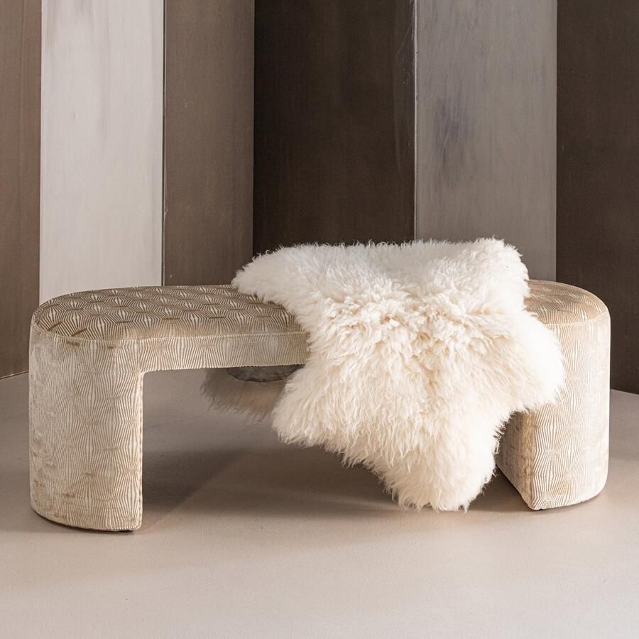 WOOOD Jacob Bankje Dessin Geweven stof Naturel Beige 46x130x46 cm