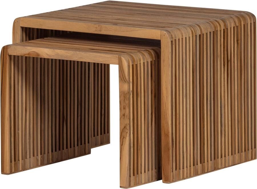 WOOOD Jasmijn Bijzettafels Recycled Teak Naturel Set van 2