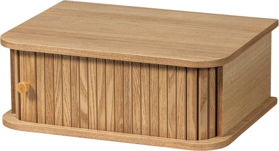 WOOOD Jena Nachtkastje Hangend Met Handige Opbergruimte Links Rechts Naturel Hout 15x40x30 cm