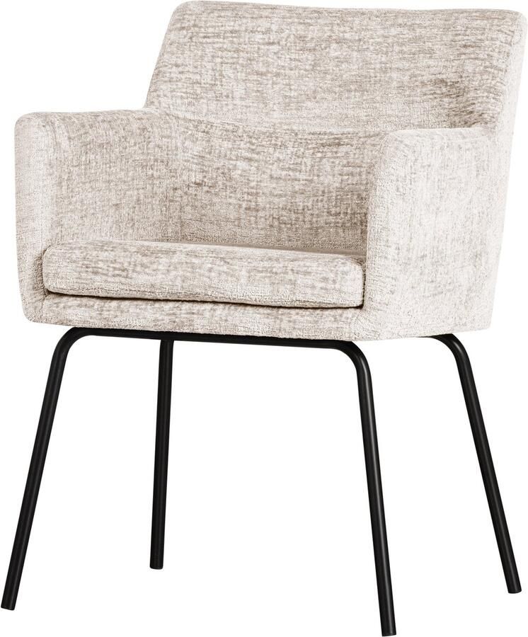 WOOOD Kam Eetkamerstoel Met Armleuning Velvet Off White 78x59x56 cm