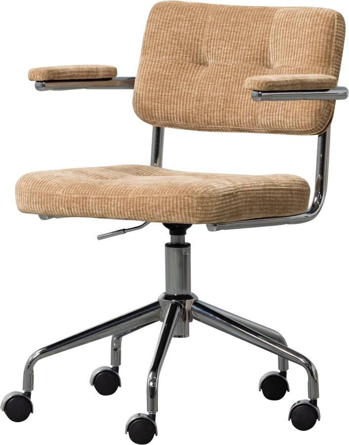 WOOOD Kova Bureaustoel Geweven Ribstof Donkerzand 87x54x80 cm