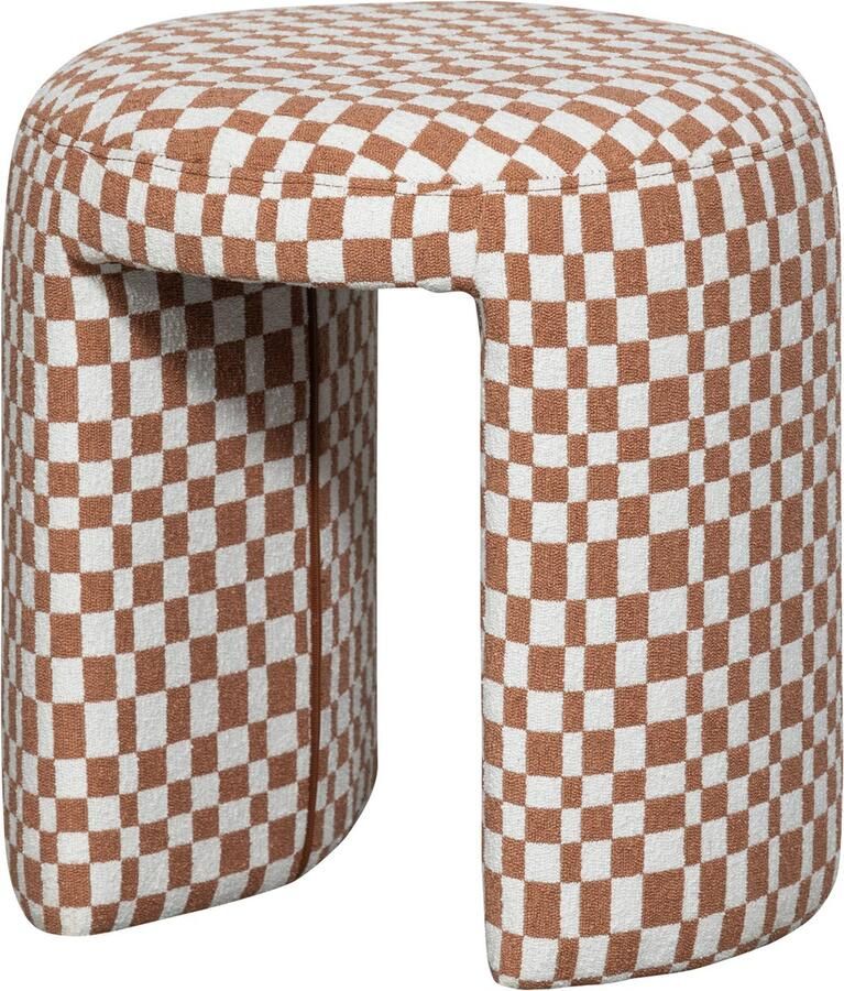 WOOOD Charlie Krukje Polyester Ruitjes Oranje 47x45x45