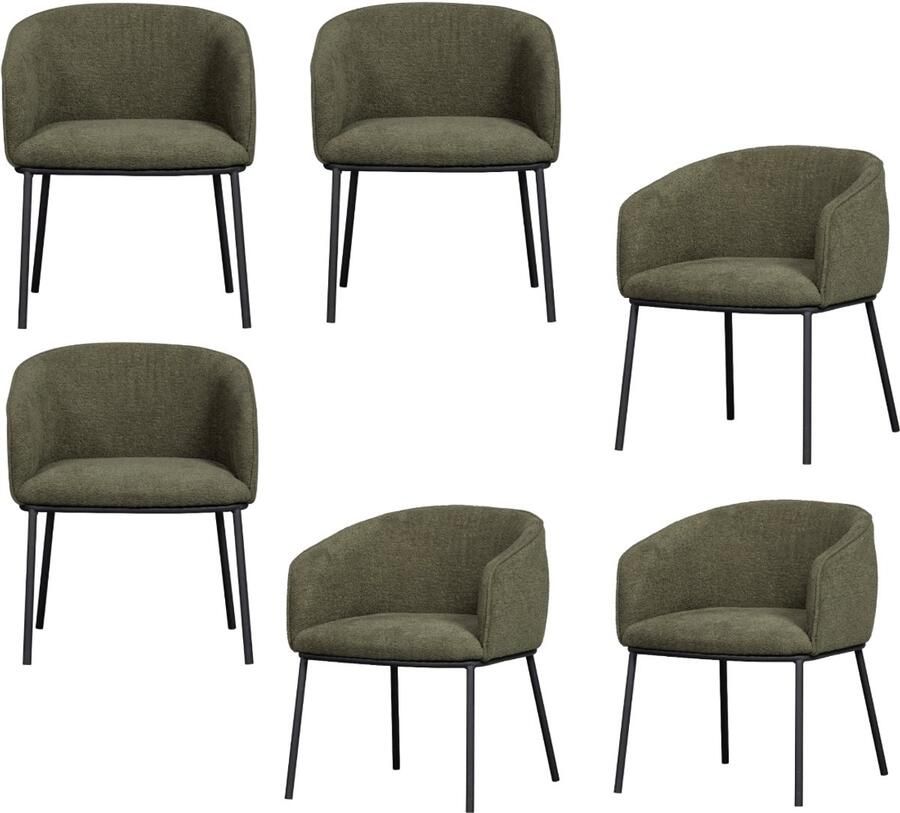 WOOOD Leon Eetkamerstoel Bouclé Forest Green 77x61x63