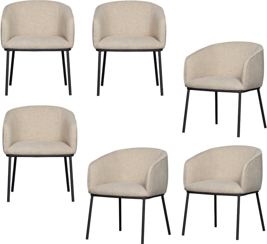 WOOOD Leon Eetkamerstoel Bouclé Naturel Melange 77x61x63