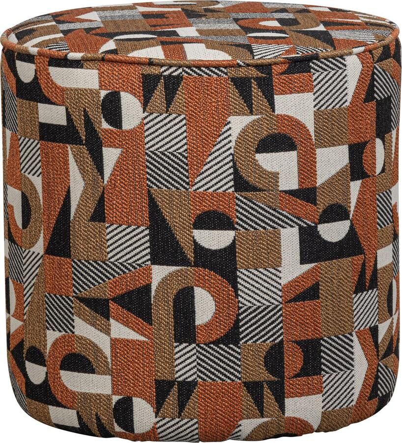 WOOOD Lex Poef MDF Polyester Slinger Roest Melange ⌀46 cm