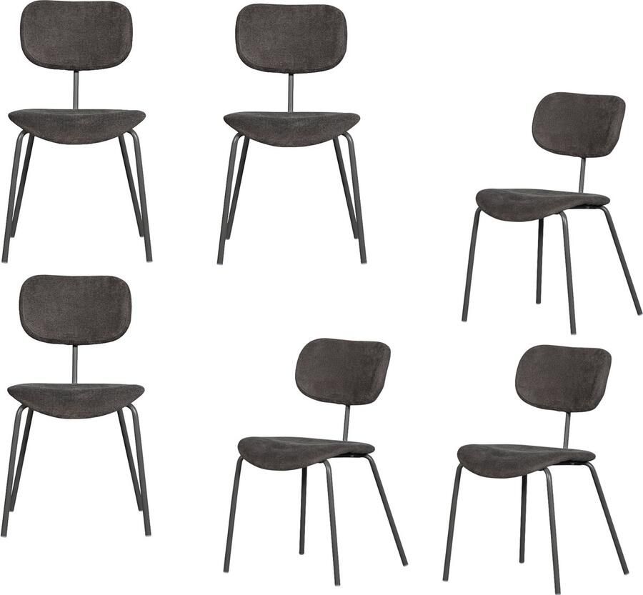 WOOOD Link Eetkamerstoelen Polyester Bruin Grijs Set van 6