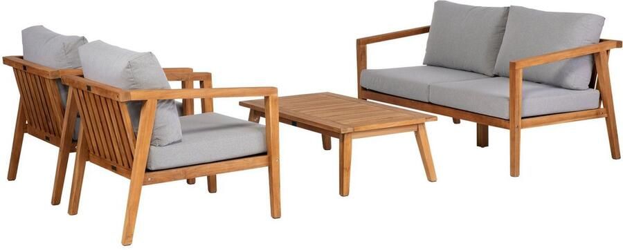 WOOOD Lucca Loungeset Buiten Fauteuil Bank Tafel Teak Grijs - Foto 4