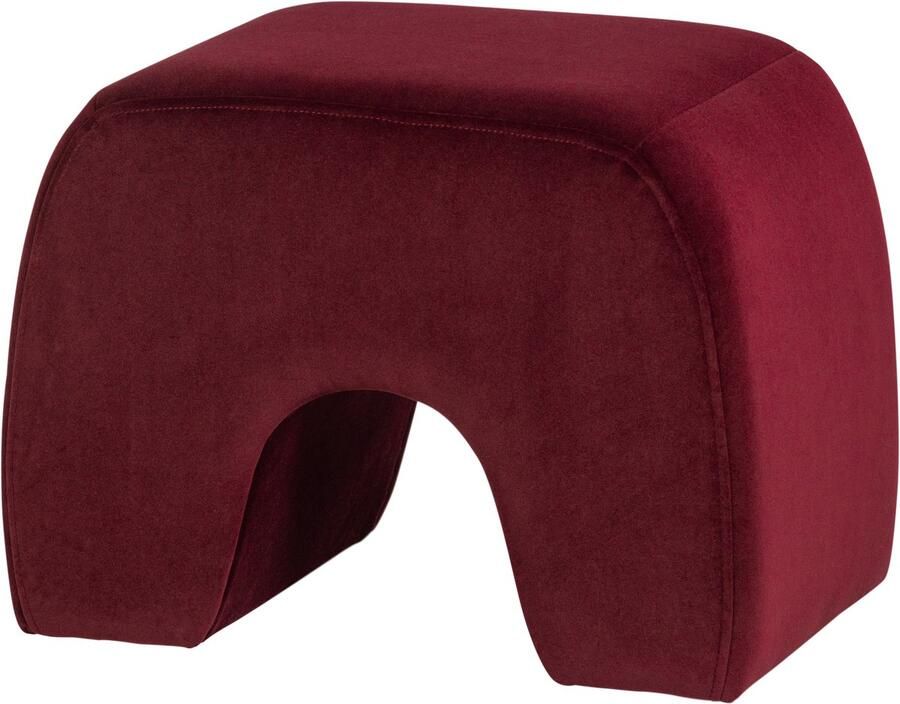 WOOOD Lucen Poef Velvet Bordeauxrood 40x54x37 - Foto 3