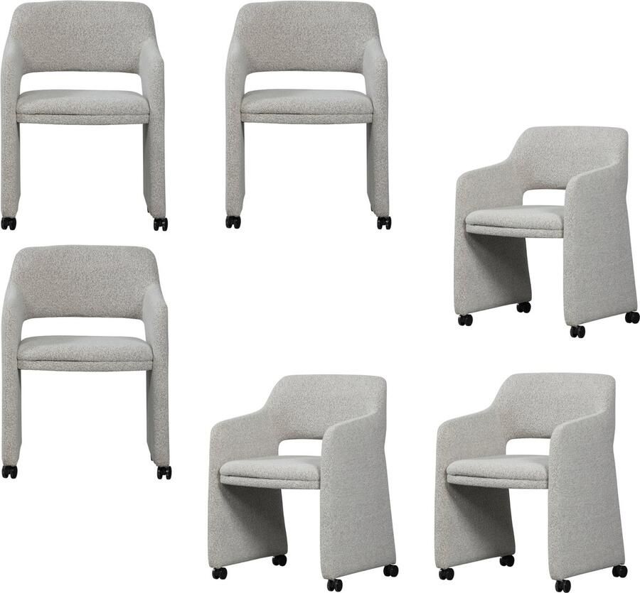 WOOOD Lyric Eetkamerstoel Met Wieltjes Polyester Greige 79x59x58