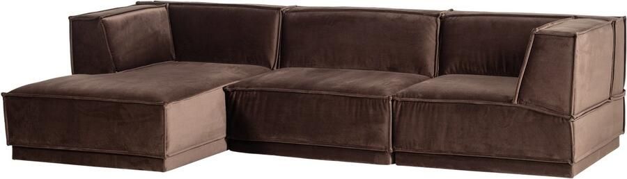 WOOOD Manu Chaise Longue Bank Links Velvet Bruin 73x286x160