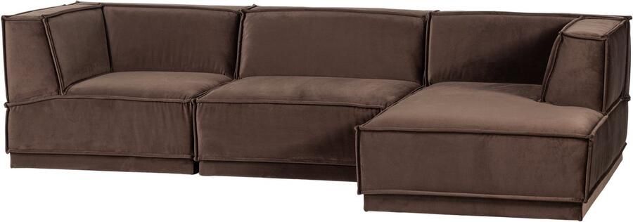 WOOOD Manu Chaise Longue Bank Rechts Velvet Bruin 73x286x160