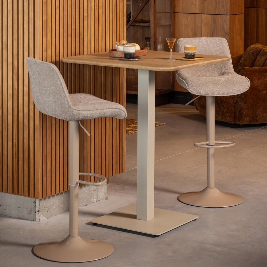 WOOOD Marten Barstoel in hoogte verstelbaar Geweven Stof Zand Beige 110x45x50 cm