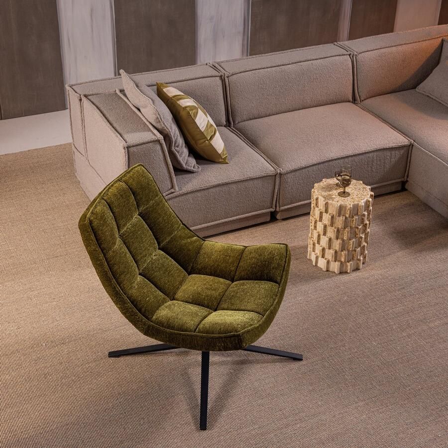 WOOOD Maudi Draaifauteuil Chenille Groen 84x74x86 cm - Foto 3