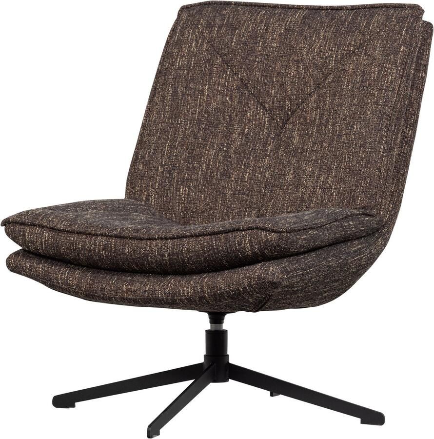 WOOOD Milaro Draaifauteuil Geweven Stof Bruin Melange 88x75x94