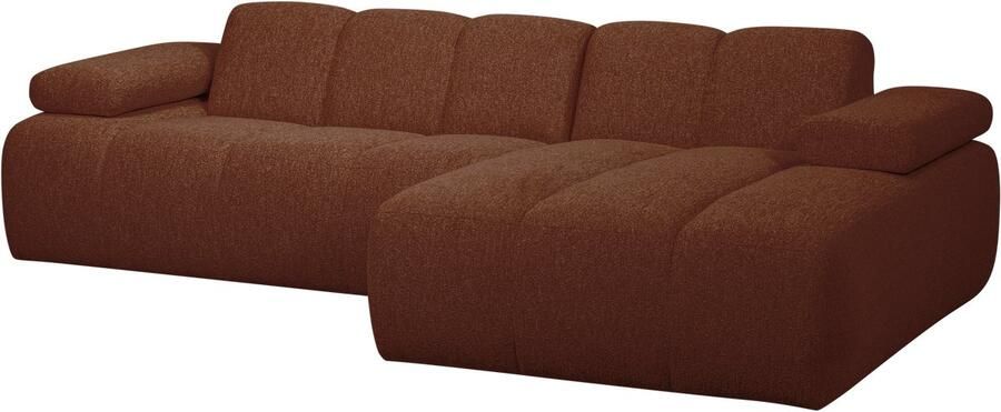 WOOOD Mojo Chaise Longue Bank Rechts Bouclé Roest Bruin Melange
