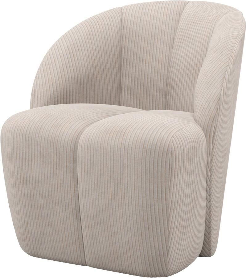 WOOOD Mojo Draaifauteuil Ribstof Ecru 75x68x77