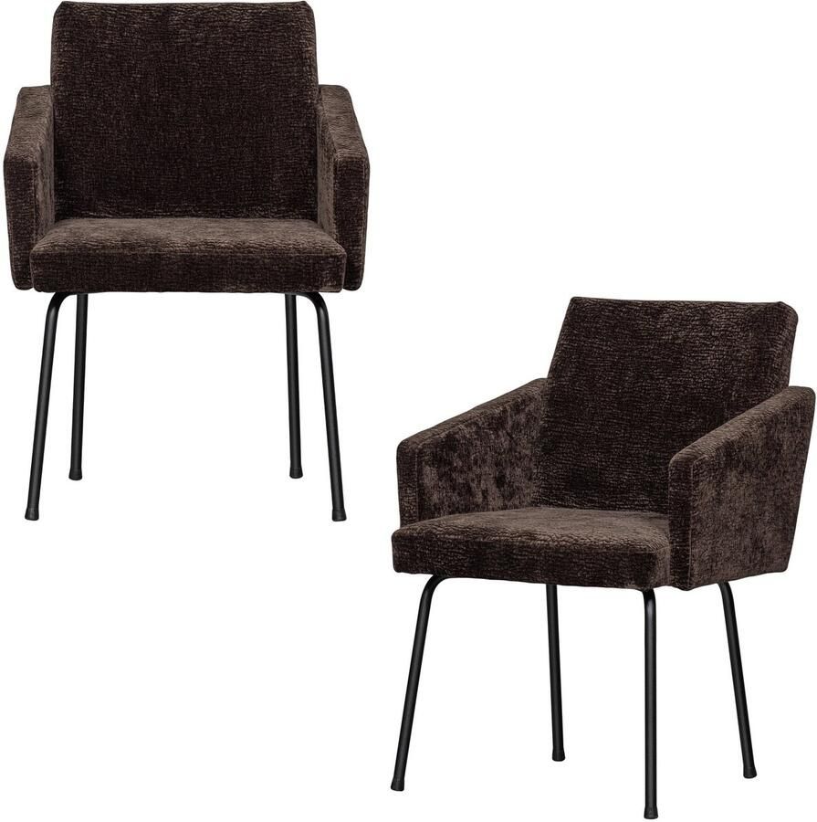 WOOOD Mount Eetkamerstoelen Polyester Donkerbruin Set van 2