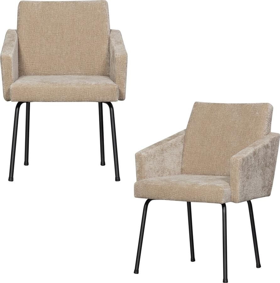 Woood Mount Eetkamerstoelen Polyester Zand Set van 2 - Foto 3
