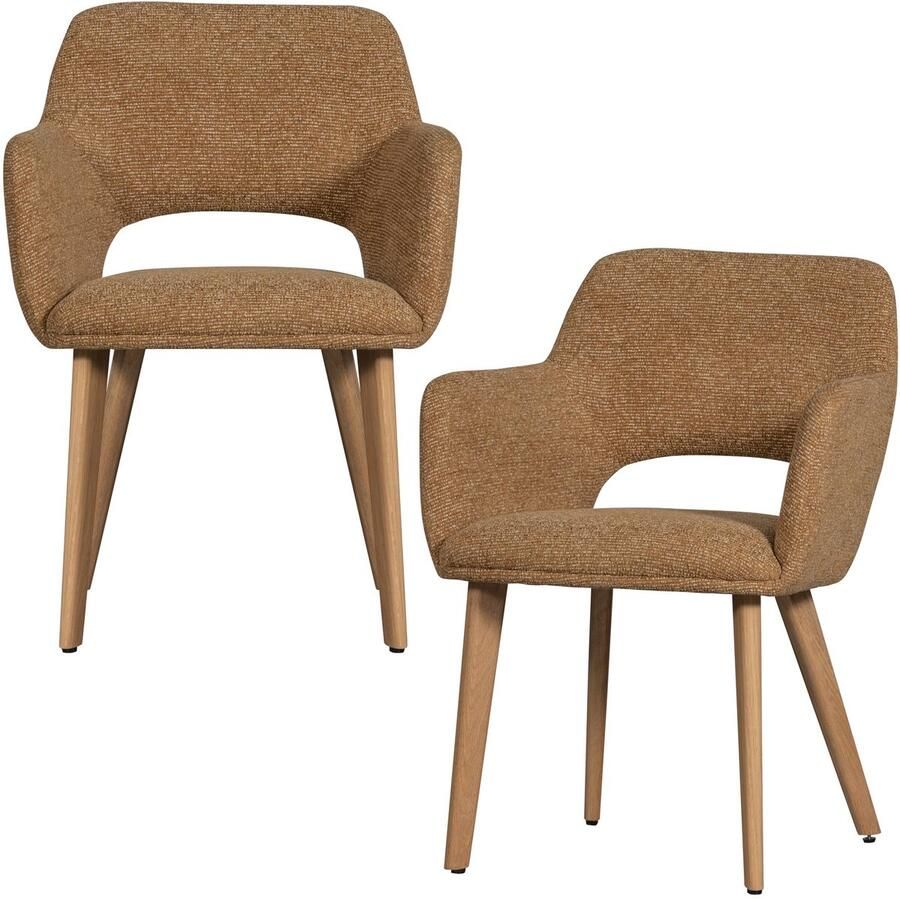 Woood Murat Eetkamerstoelen Houten Naturel Poot Geel Set van 2