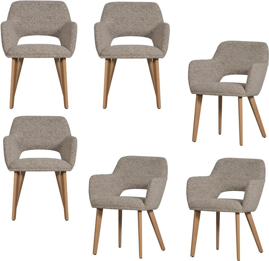 WOOOD Murat Eetkamerstoelen Houten Naturel Poot Naturel Set van 6