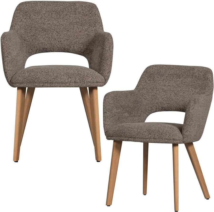 WOOOD Murat Eetkamerstoelen Houten Naturel Poot Taupe Set van 2